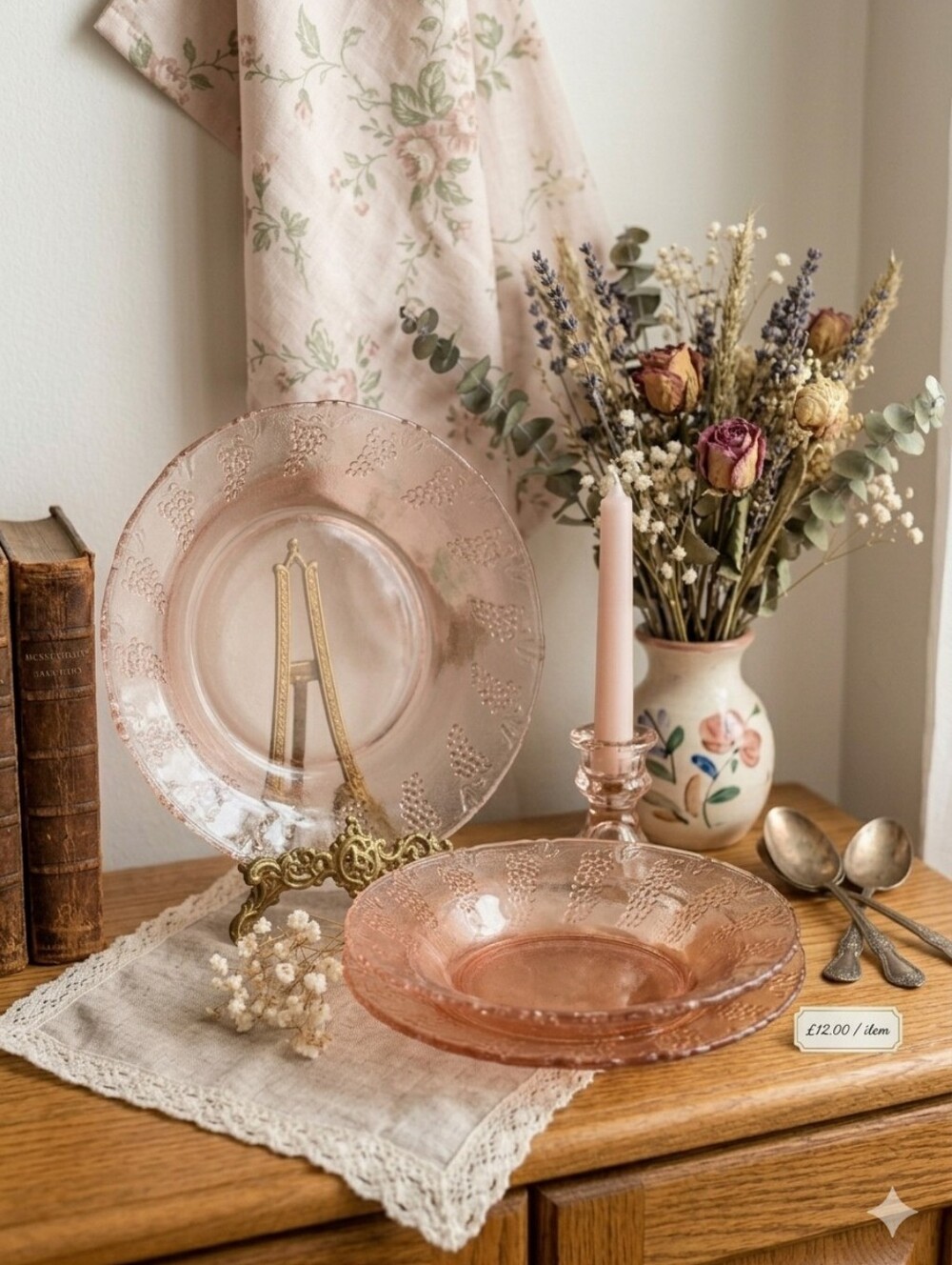 Set of 3 Vintage Pink Depression Glass Style Bowls – Grapevine Pattern